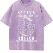 Sativa To Change The Things I Can Indica Cannabis Weed vintage washed oversized T-shirt in Purple