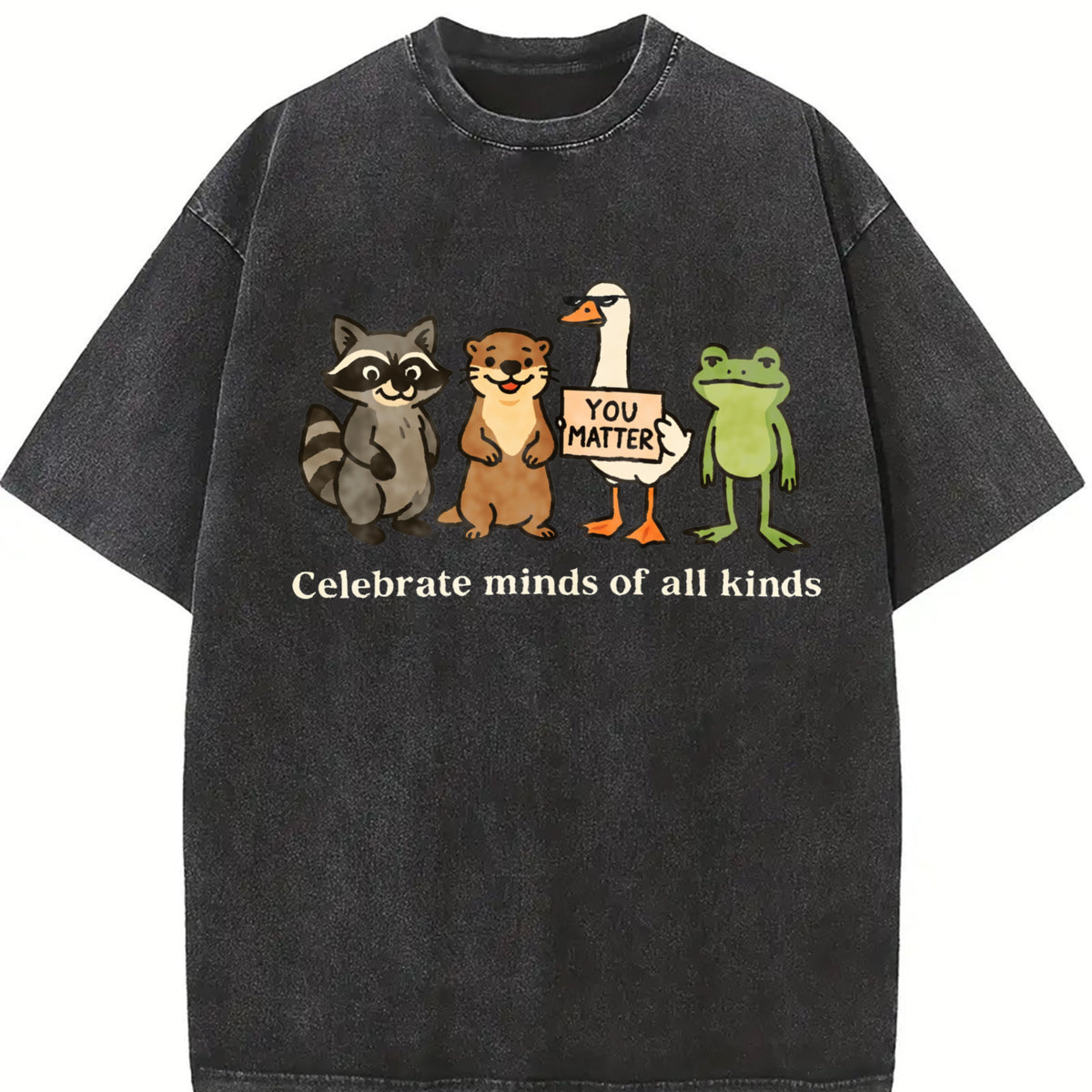 Celebrate Minds of All Kinds Neurodiversity vintage washed oversized T-shirt in Black