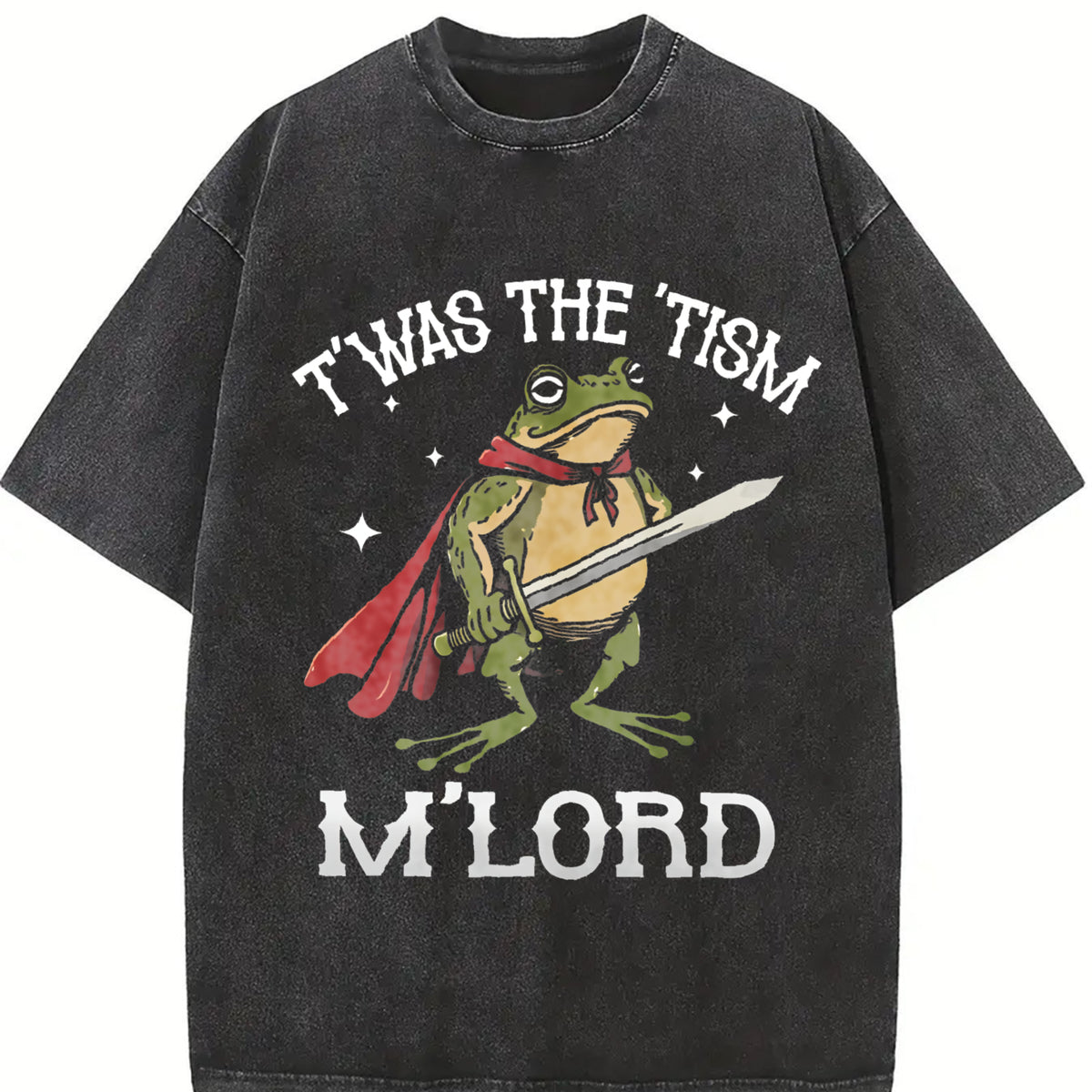 'Twas the Tism M'Lord Frog vintage washed oversized T-shirt in Black