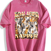 Koalafied Napper Meme Retro Vintage Washed T-Shirt in Red