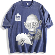 Taco Bell Gollum LOTR Hilarious Taco Lover's vintage washed oversized T-shirt in Blue