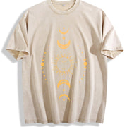 Thick Loose Moon and Sun Vintage Washed T-Shirt in Beige