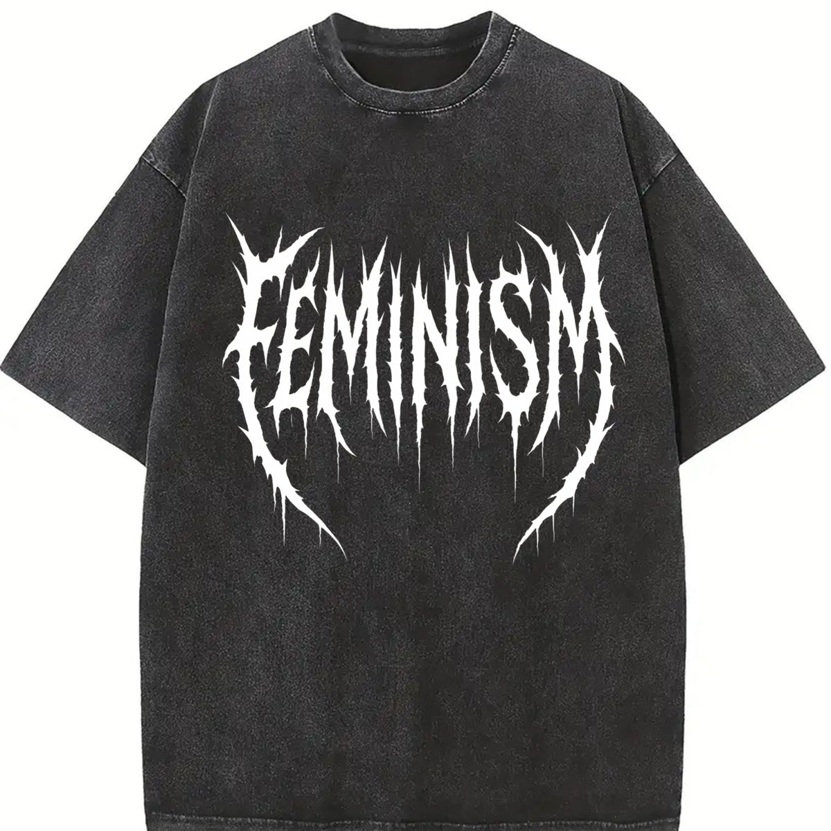 Feminism Gym Pump Cover Vintage Washed T-Shirt in Black