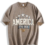 America 1776-2026 Vintage Washed T-Shirt in Brown