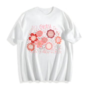 It's Okay to Boho Floral Cotton T-Shirt in White