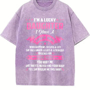 Lucky Daughter for Mom Vintage Washed T-Shirt in Purple