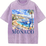 Monaco Italy Retro ® Vintage Washed T-Shirt in Purple