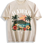 Paradise Found Hawaii Vintage Washed T-Shirt in Beige