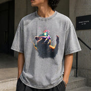 Cosmic Raccoon Vintage Washed T-Shirt in Gray