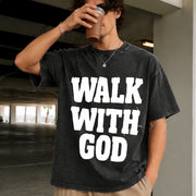 Walk with God Vintage Washed T-Shirt in Black