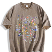 Pressed Flowers Vintage Washed T-Shirt in Brown