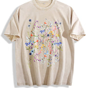 Pressed Flowers Vintage Washed T-Shirt in Beige