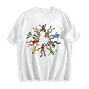 Dancing Frog Feast Cotton T-Shirt in White