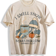 I Smell Snow Gilmore Girls Christmas Vintage Washed T-Shirt in Beige