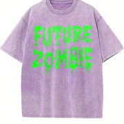 Future Zombie Spooky Slimey Undead Zombies for Ladies Cute Vintage Washed T-Shirt in Purple