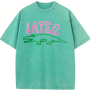 Later Gator Offensive Alligator vintage washed oversized T-shirt in Blue