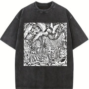 Retro 90s Rainforest Vintage Washed T-Shirt in Black