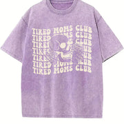 Tired Moms Club Mama Mothers Day vintage washed oversized T-shirt in Purple