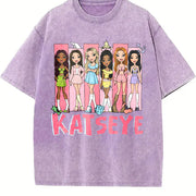 Katseye Music Ka.tseye Beautiful Chaos Vintage Washed T-Shirt in Purple
