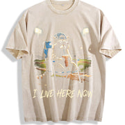 Baseball Goose I Live Here Now Vintage Washed T-Shirt in Beige