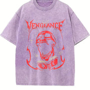 Vengeance Skull Vintage Washed T-Shirt in Purple