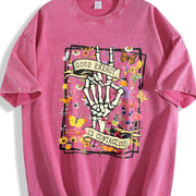 GOOD ENERGY IS CONTAGIOUS Retro Distressed Double-Sided vintage washed oversized T-shirt in Red