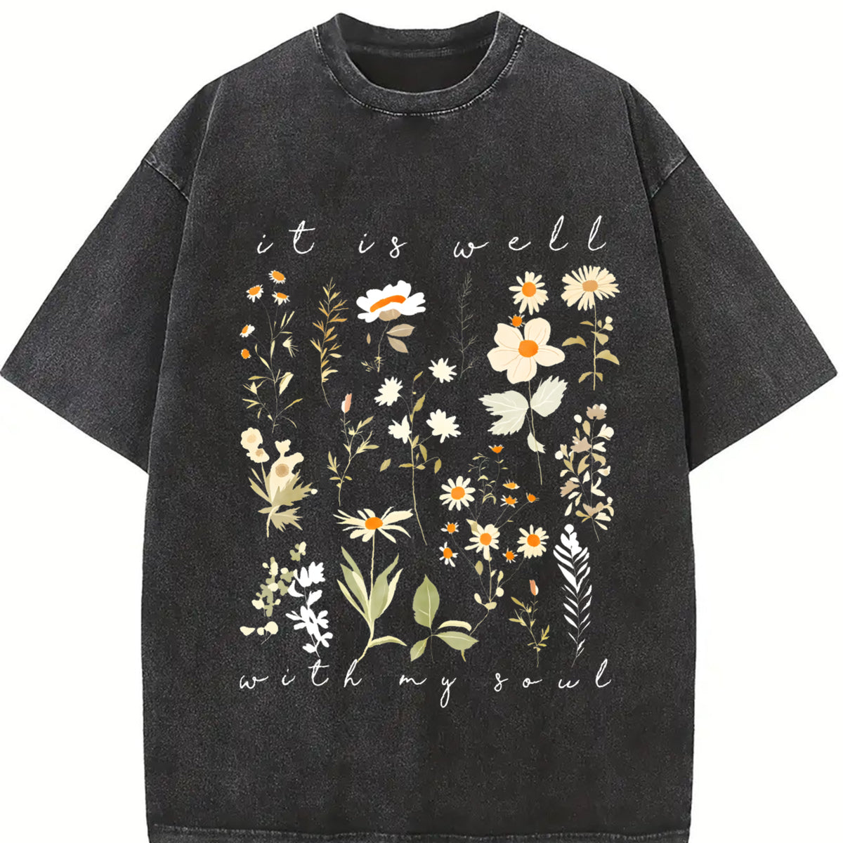 It Is Well with My Soul Vintage Washed T-Shirt in Black