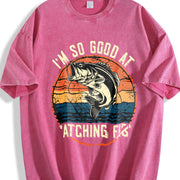 I'm So Good at Catching Fish Vintage Washed T-Shirt in Red