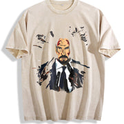 JWick Comic Style vintage washed oversized T-shirt in Beige