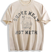 Smoke Meat Not Meth Vintage Washed T-Shirt in Beige