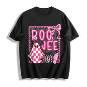 Coquette Halloween Pink Halloween Cotton T-Shirt in Black