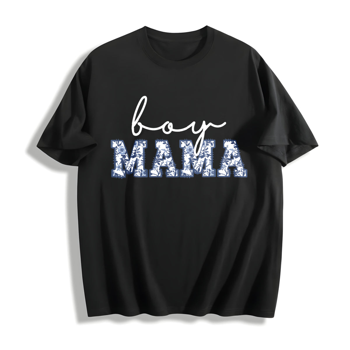 Toile Boy Mama New Mom Pregnancy Announcement Cotton T-Shirt in Black