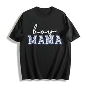 Toile Boy Mama New Mom Pregnancy Announcement Cotton T-Shirt in Black