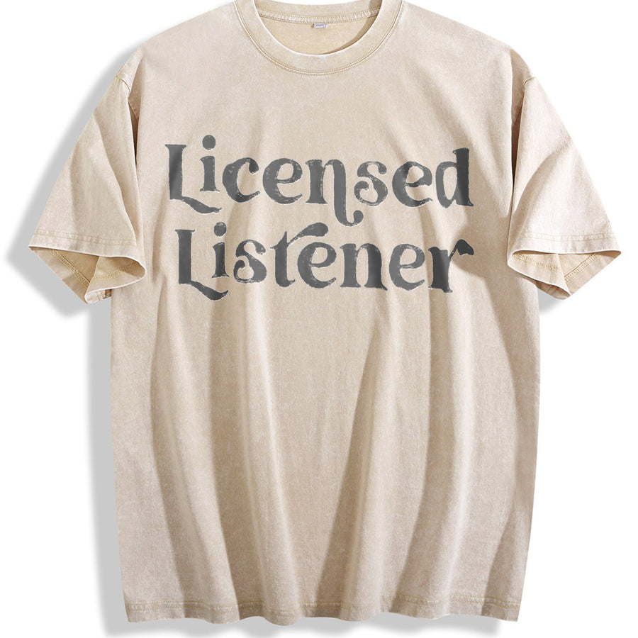 Licensed Listener School Counselor Mental Health vintage washed oversized T-shirt in Beige