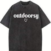 Outdoorsy Adventure Vintage Washed T-Shirt in Black