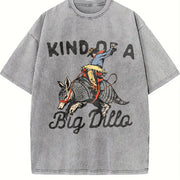 Armadillo Cowboy Kind of a Big Dillo Western Vintage Washed T-Shirt in Gray