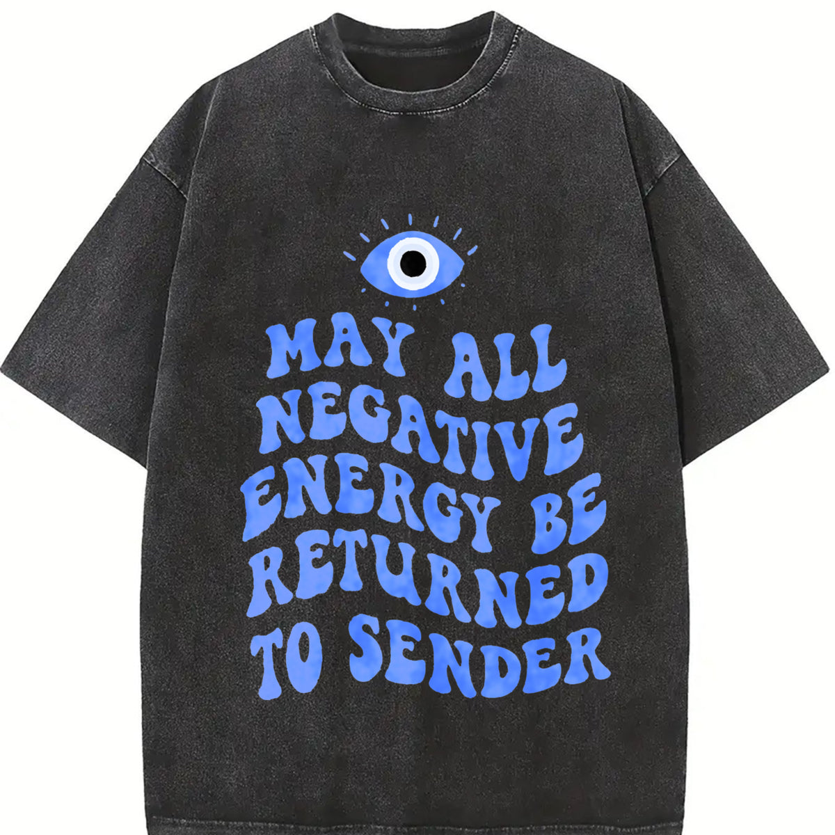 Y2K Evil Eye Energy Shield Send Back The Bad Vibes vintage washed oversized T-shirt in Black