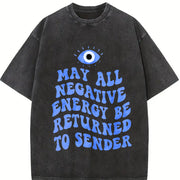 Y2K Evil Eye Energy Shield Send Back The Bad Vibes vintage washed oversized T-shirt in Black