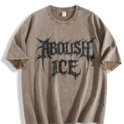 Abolish ICE Anti ICE S~5XL and Batik vintage washed oversized T-shirt in Brown