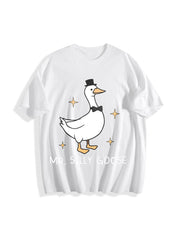 Silly Goose Couple T-shirtst Cotton T-Shirt in White