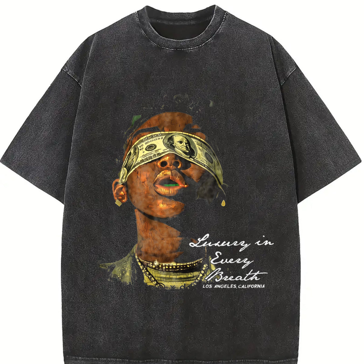 Luxury in Every Breath Vintage Washed T-Shirt in Black