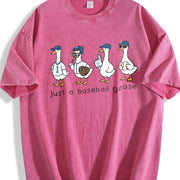 Baseball Goose Game Day Vintage Washed T-Shirt in Red