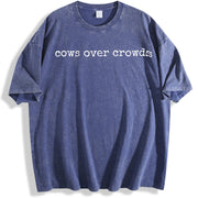 Cow Lover Country Cows Over Crowds vintage washed oversized T-shirt in Blue