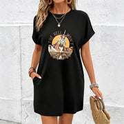 New Long Dress Slim Black Home Dress Cotton T-Shirt in Black