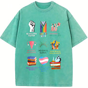 Big Fan Of Human Rights Freedom S~5XL and Batik vintage washed oversized T-shirt in Blue