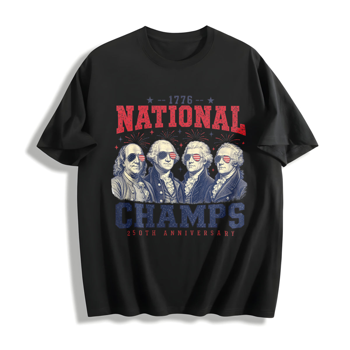 1776 National Champs Cotton T-Shirt in Black