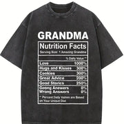 Grandma Nutrition Facts Vintage Washed T-Shirt in Black