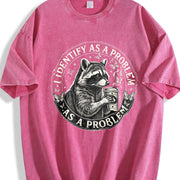 I Identify as a Problem Raccoon Vintage Washed T-Shirt in Red