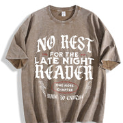 No Rest for the Late Night Reader vintage washed oversized T-shirt in Brown