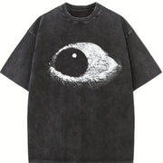 Dark Wind Eye Gothic Grunge Y2k Emo Scene Amity Affliction Vintage Washed T-Shirt in Black